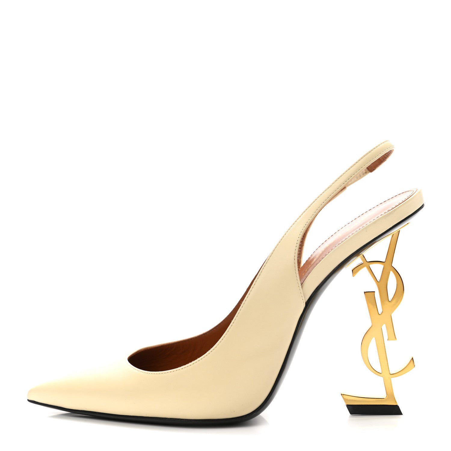 Saint Laurent Calfskin Opyum 110 Slingback Pumps 39.5 Real Beige 1 of 11