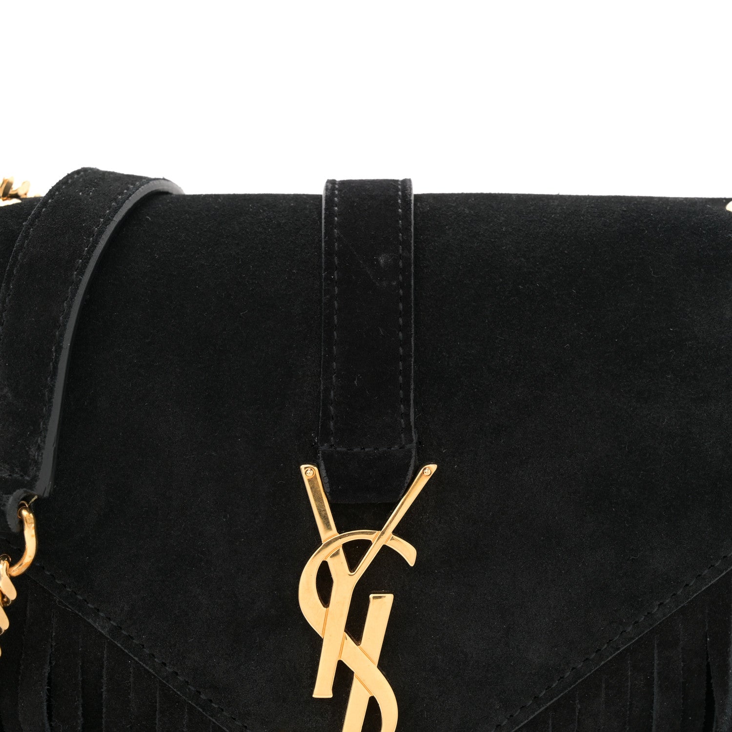 Saint Laurent Suede Fringe Small Monogram Satchel Black 8 of 11