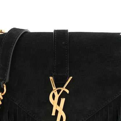 Saint Laurent Suede Fringe Small Monogram Satchel Black 8 of 11