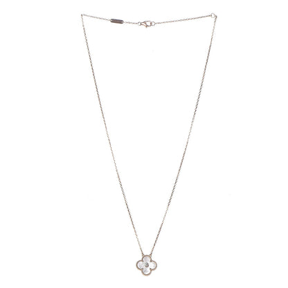 Van Cleef & Arpels 18K Rose Gold Diamond Mother of Pearl Vintage Alhambra Pendant Necklace 3 of 8