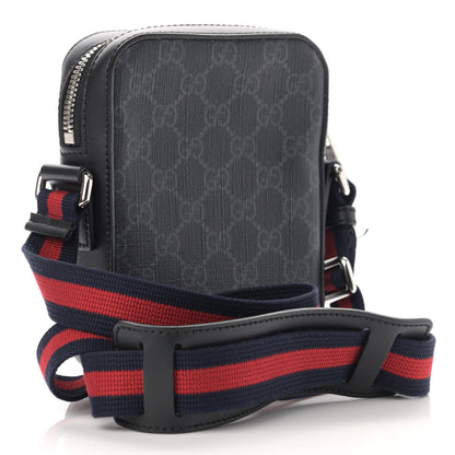Gucci GG Supreme Monogram Appia Calfskin Web Small Camera Messenger Bag Black Grey 3 of 11