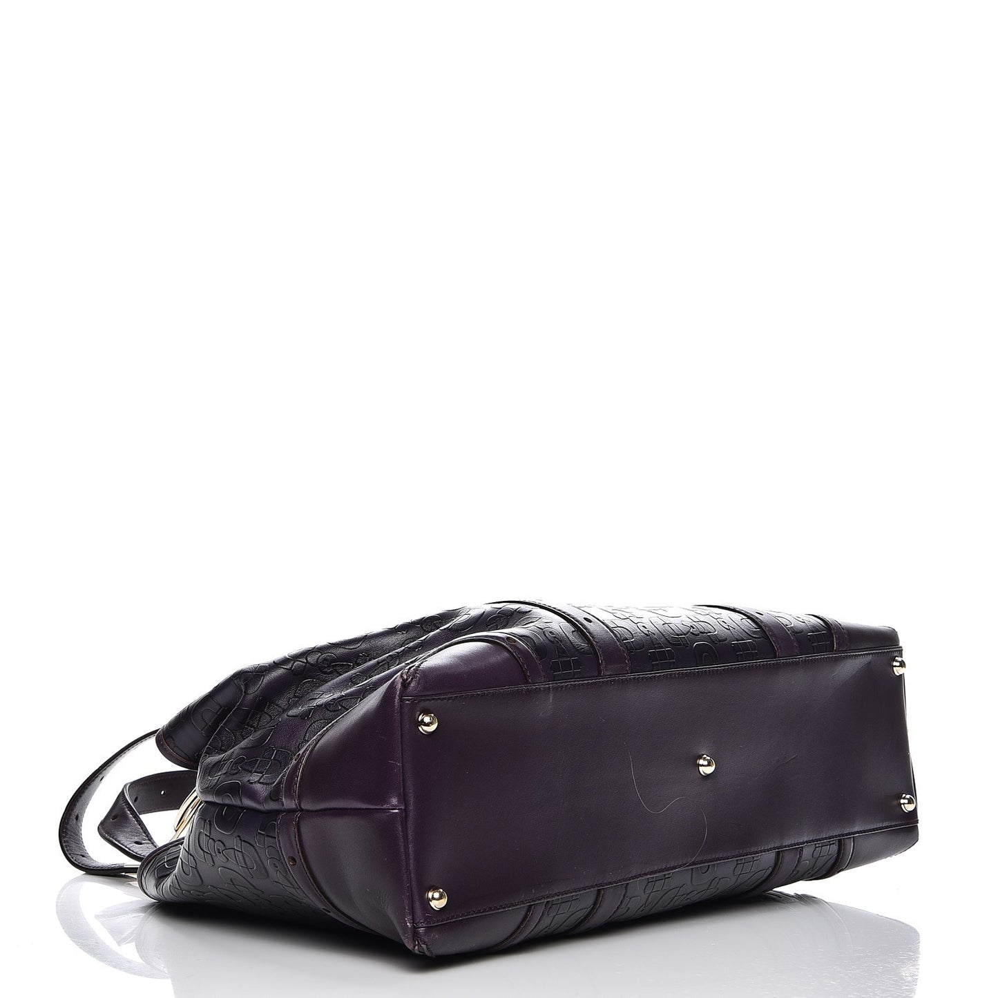 Calfskin Horsebit Embossed Large Glam Shoulder Bag Purple