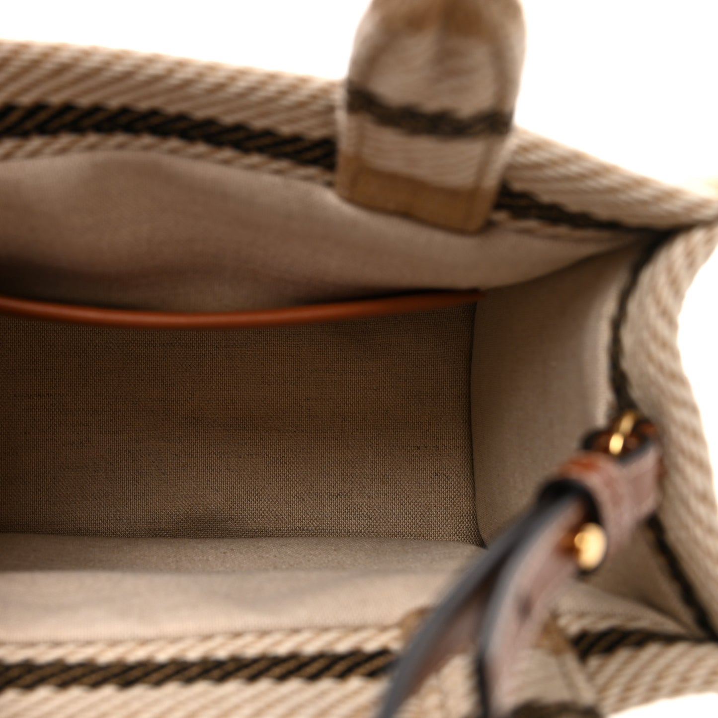 Canvas Calfskin Small Cabas Thais Beige Black White