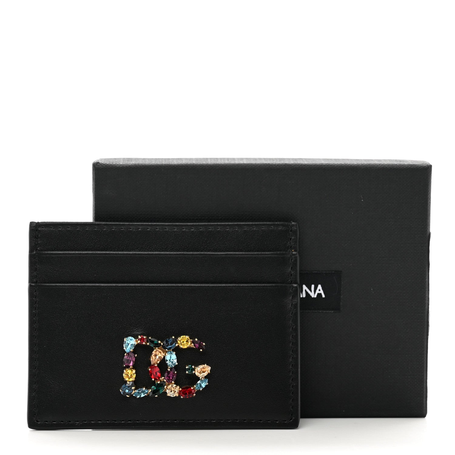 Dolce & Gabbana Calfskin Embellished Logo Card Holder Black 7 of 7