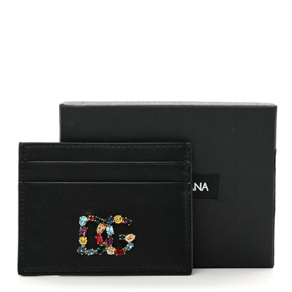 Dolce & Gabbana Calfskin Embellished Logo Card Holder Black 7 of 7