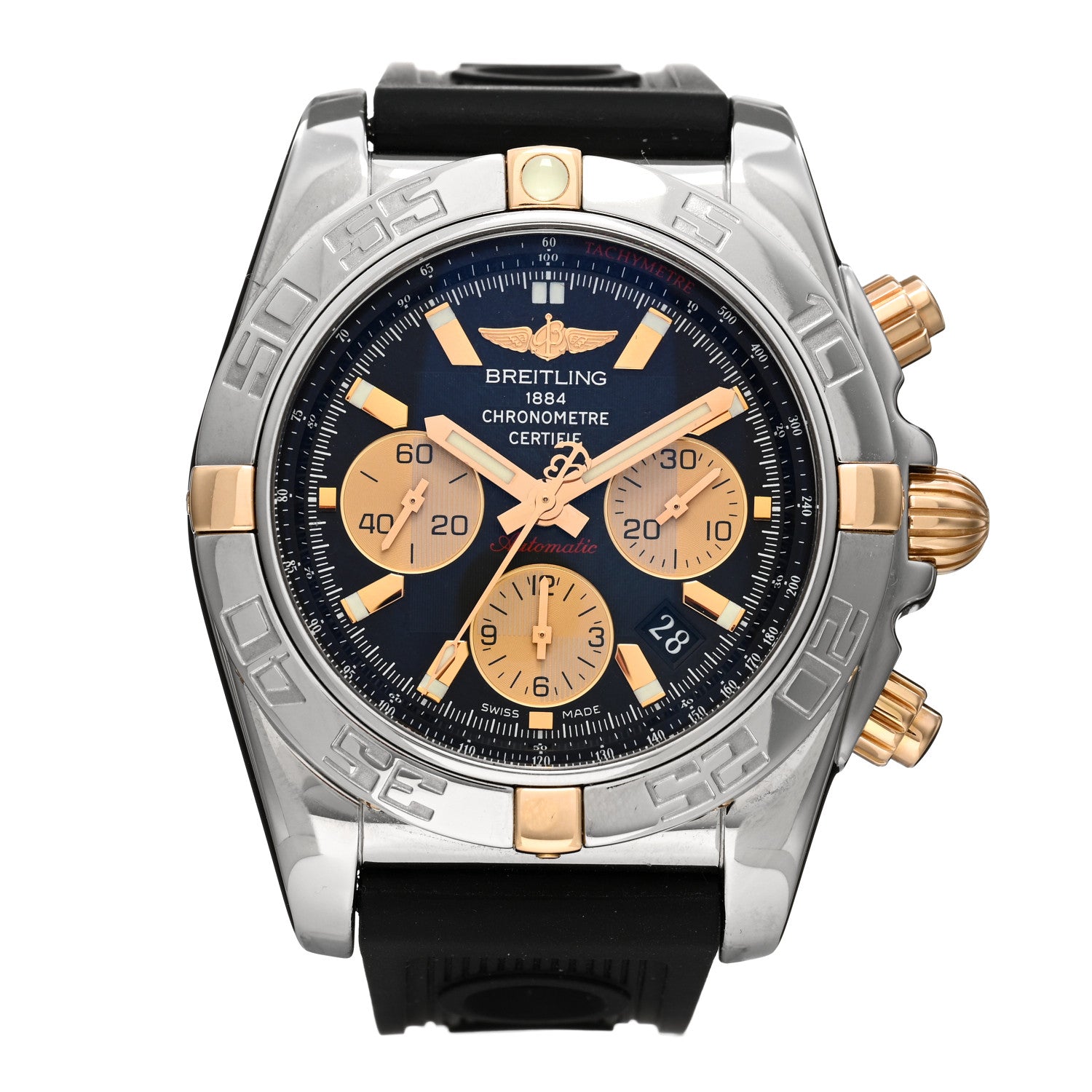 Breitling Stainless Steel 18K Yellow Gold Rubber 44mm Chronomat Automatic Watch Black IB011012/B968 1 of 4