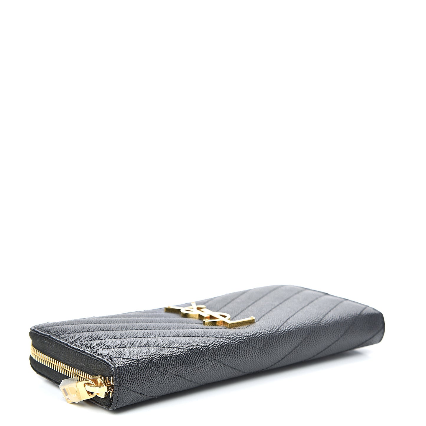 Grain De Poudre Matelasse Chevron Monogram Zip Around Wallet Black