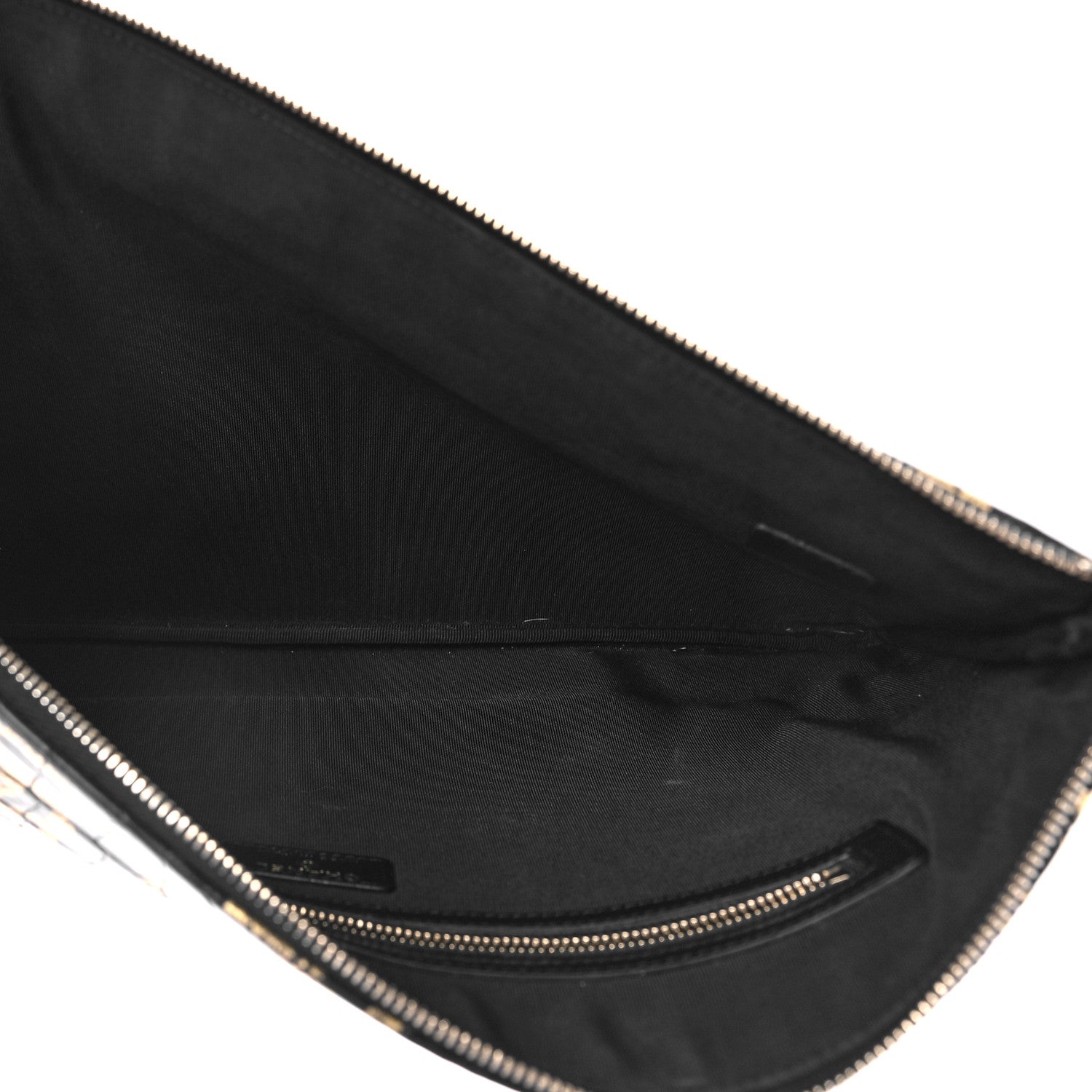 Chanel Calfskin Crocodile Embossed Graffiti 2.55 Medium Cocodile Reissue Cosmetic Case Black Gold 5 of 9
