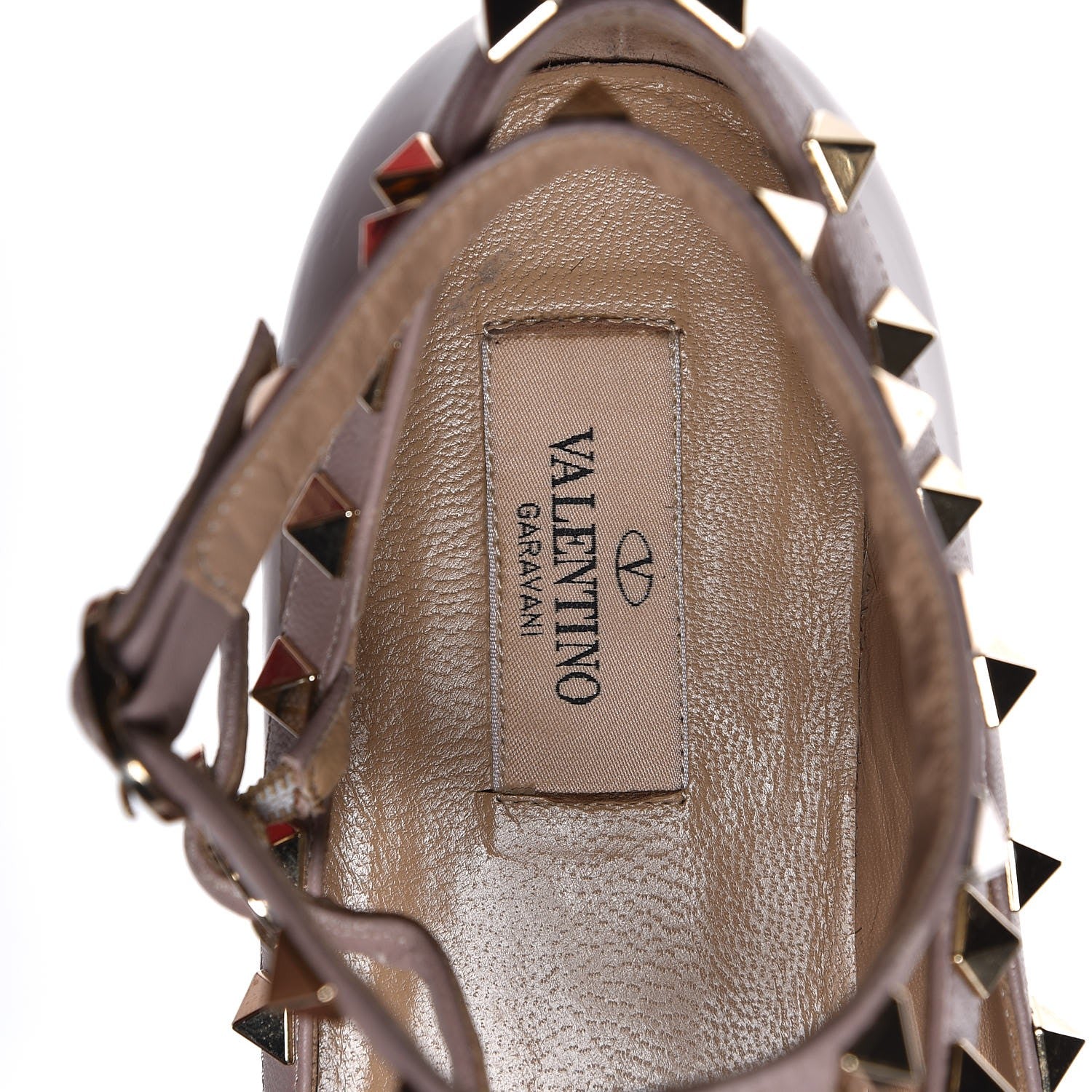Valentino Garavani Patent Rockstud Cage Ballerina Flats 39 Poudre 9 of 14