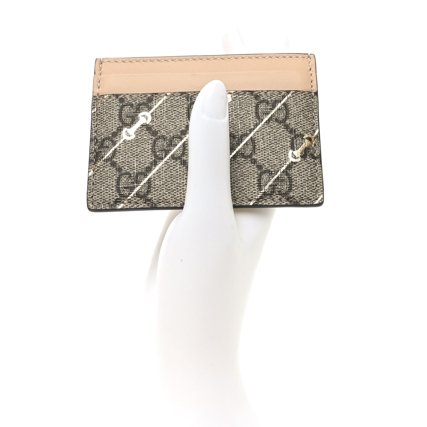 GG Supreme Monogram Horsebit Card Holder Beige