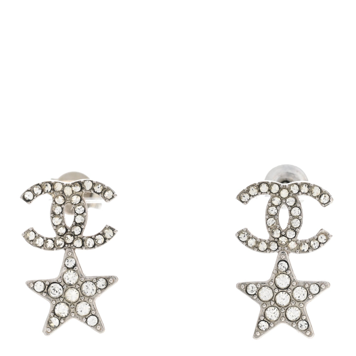 Crystal CC Starfall Drop Earrings Silver