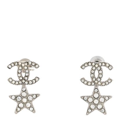 Chanel Crystal CC Starfall Drop Earrings Silver 1 of 5