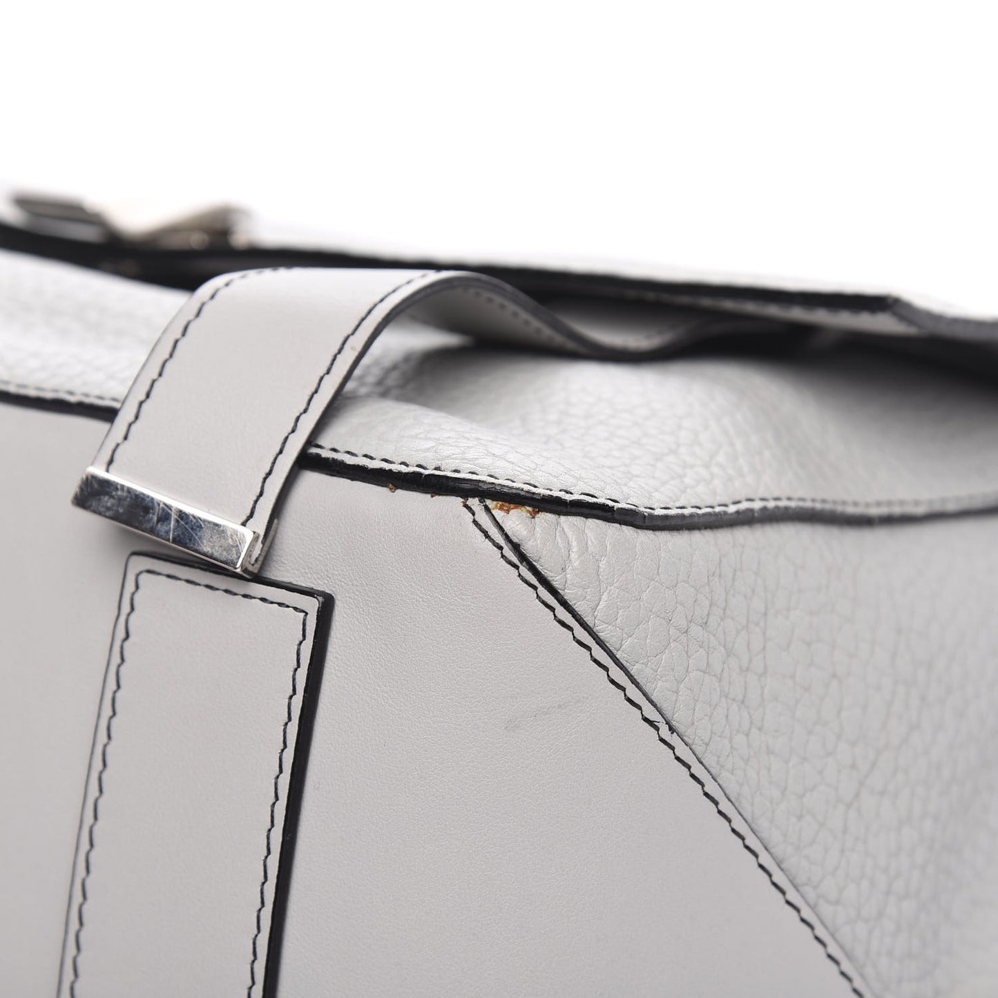 Pebbled Calfskin Small PS Courier Backpack Heather Grey