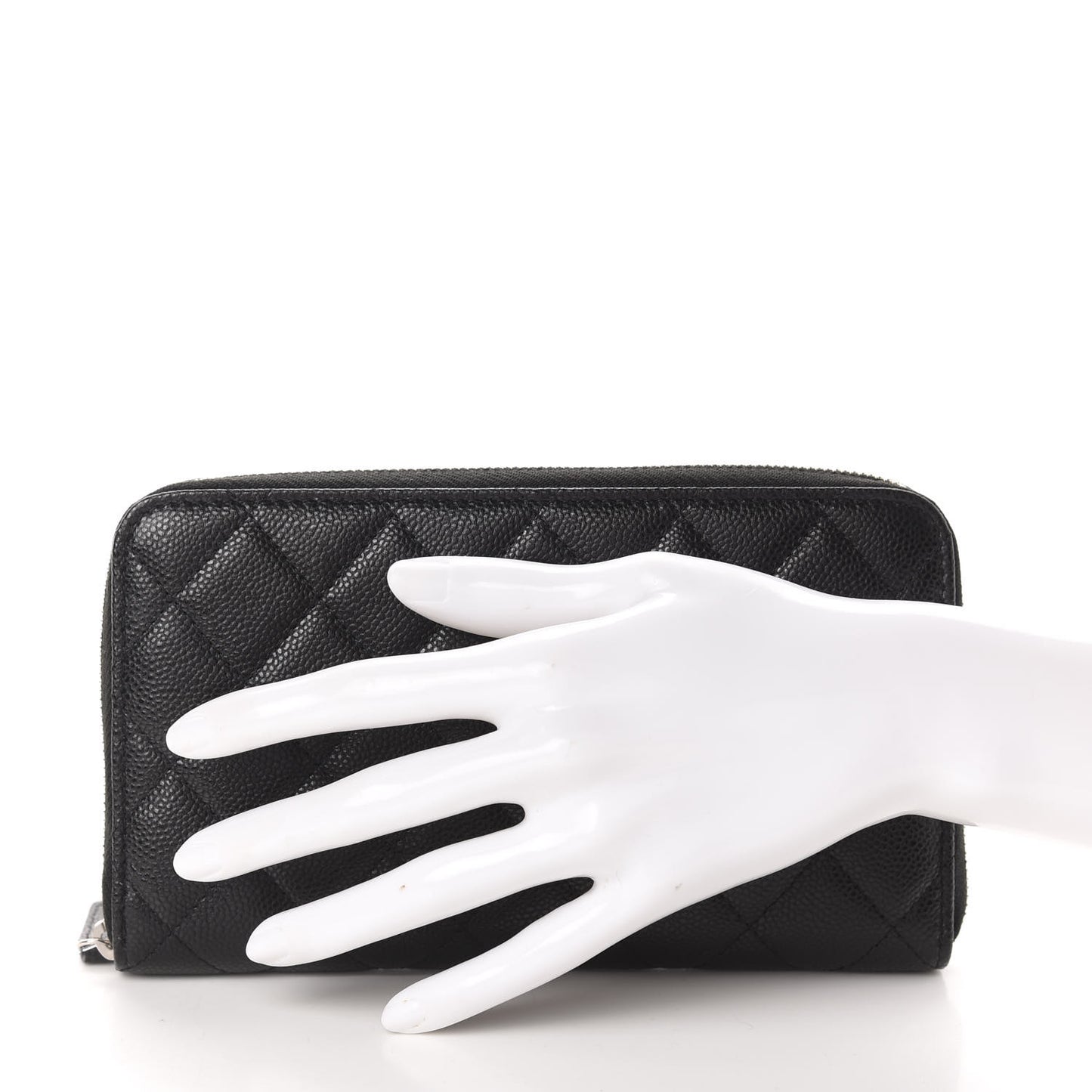 Caviar Quilted Large Zip Around Organizer Wallet Black