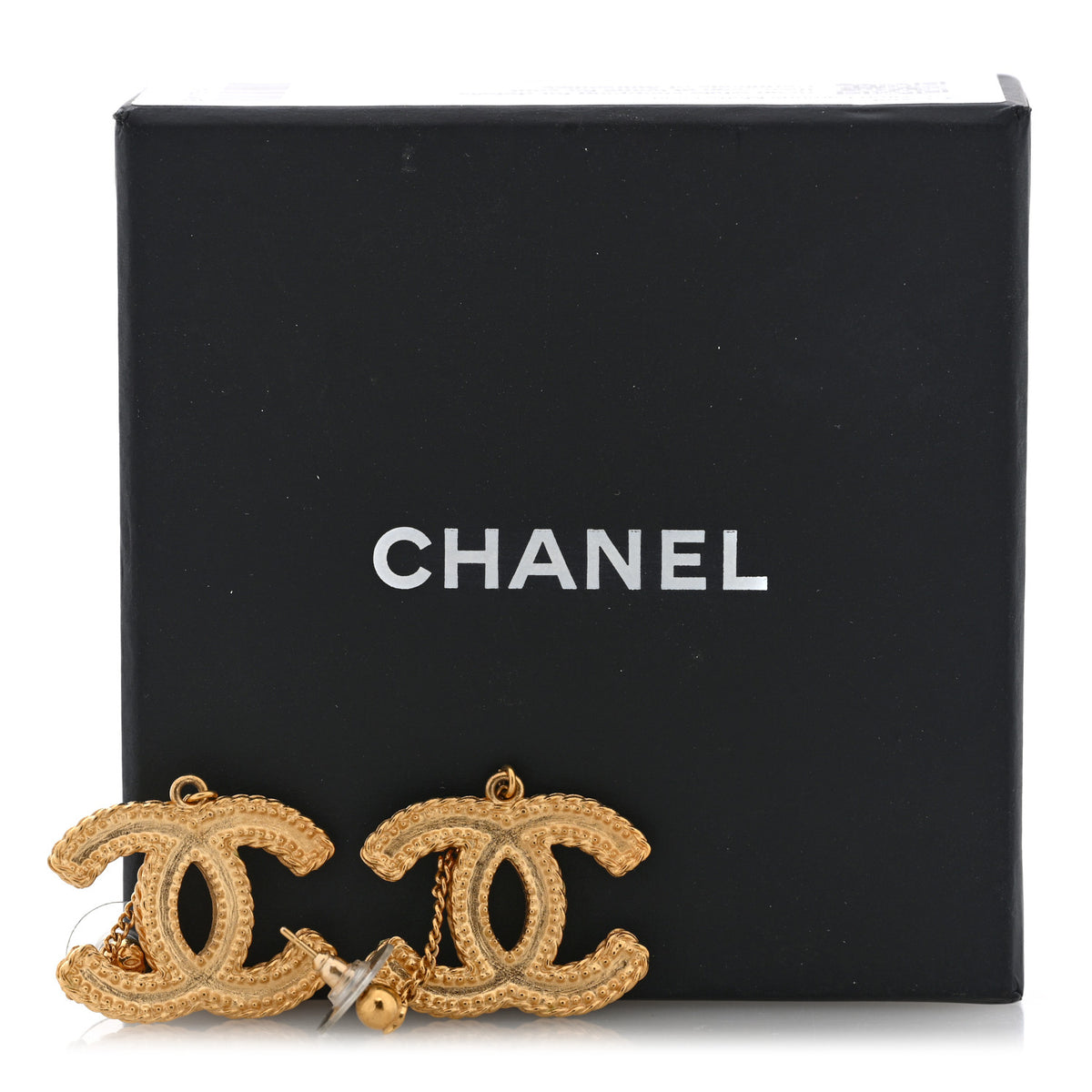 CC Drop Earrings Matte Gold