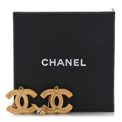 Chanel CC Drop Earrings Matte Gold 5 of 5