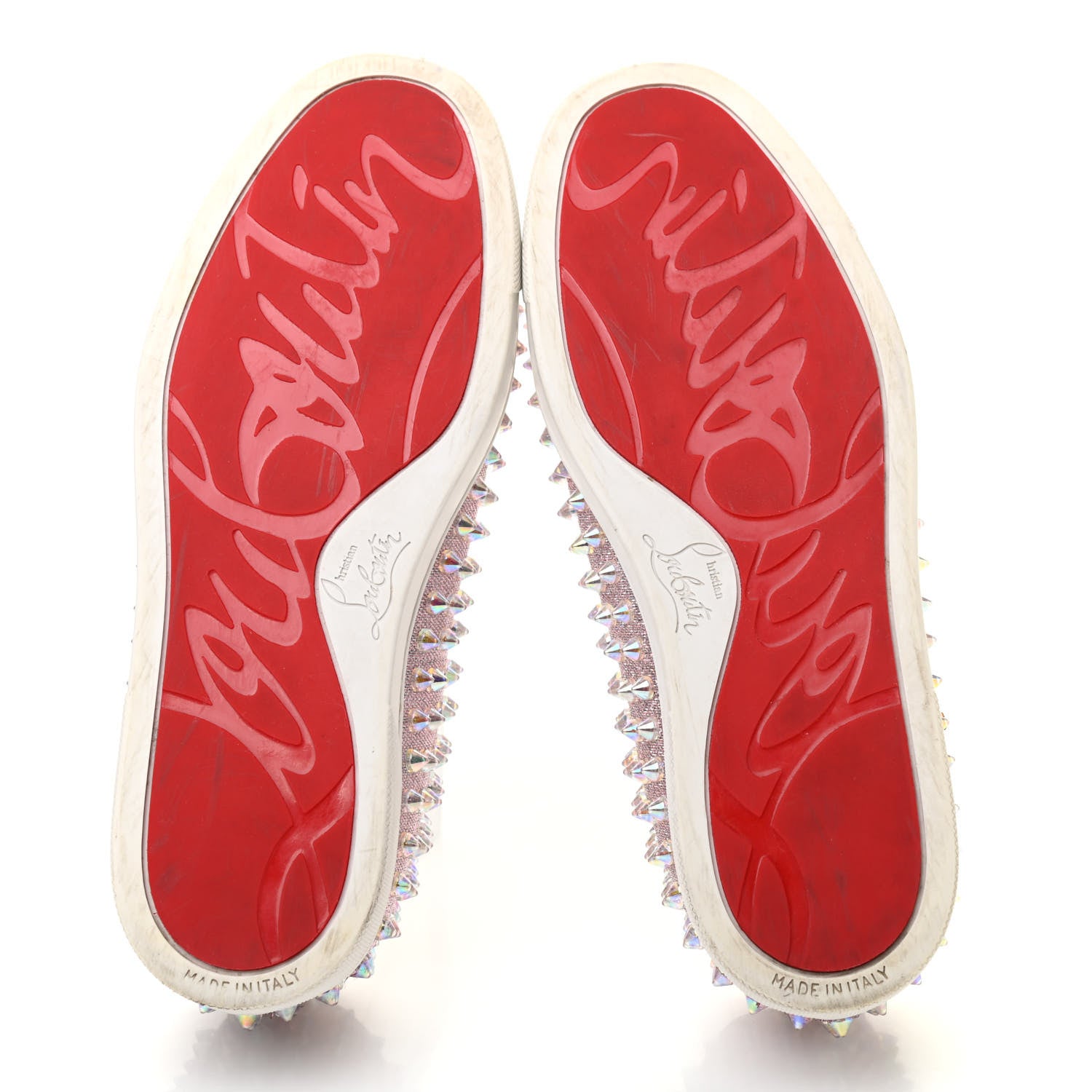 Christian Louboutin Glitter Spikes Womens Roller Boat Flat 37.5 Pink 5 of 7