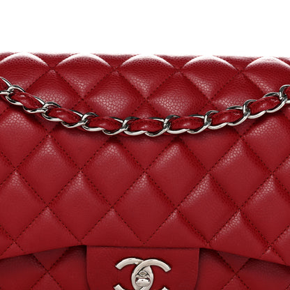 Chanel Caviar Quilted Jumbo Double Flap Dark Red 8 of 13