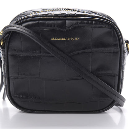 Alexander McQueen Calfskin Crocodile Embossed Camera Shoulder Bag Black 8 of 12