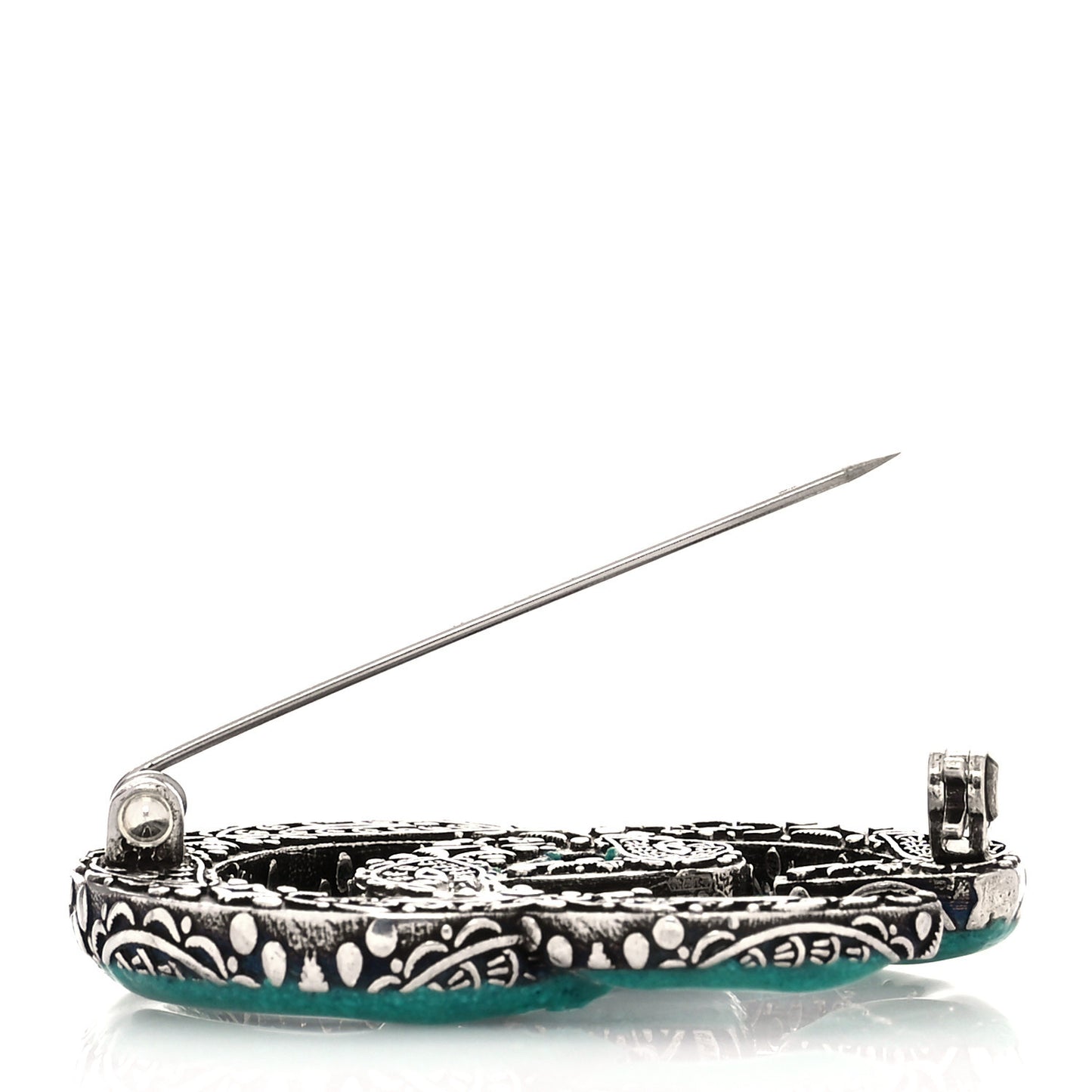 Sterling Silver Enamel GG Brooch Turquoise