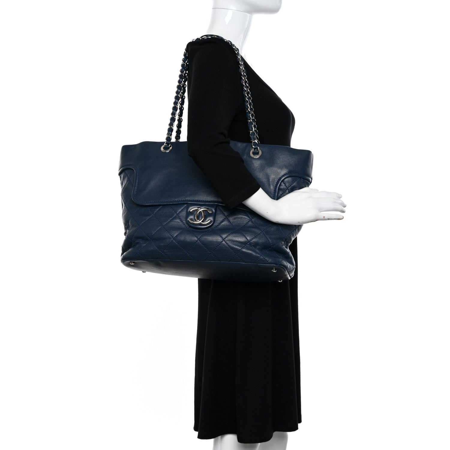 Chanel Calfskin Large Front Flap Tote Navy 2 of 13
