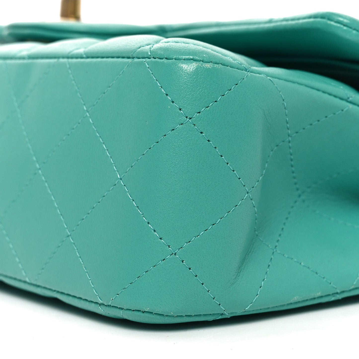 Lambskin Quilted Medium Double Flap Green