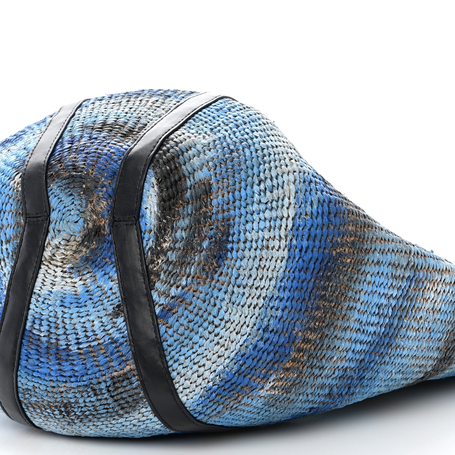 Chloe Raffia Calfskin Large Basket Tote Blue Multicolor 9 of 9
