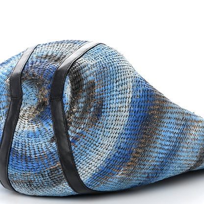 Chloe Raffia Calfskin Large Basket Tote Blue Multicolor 9 of 9