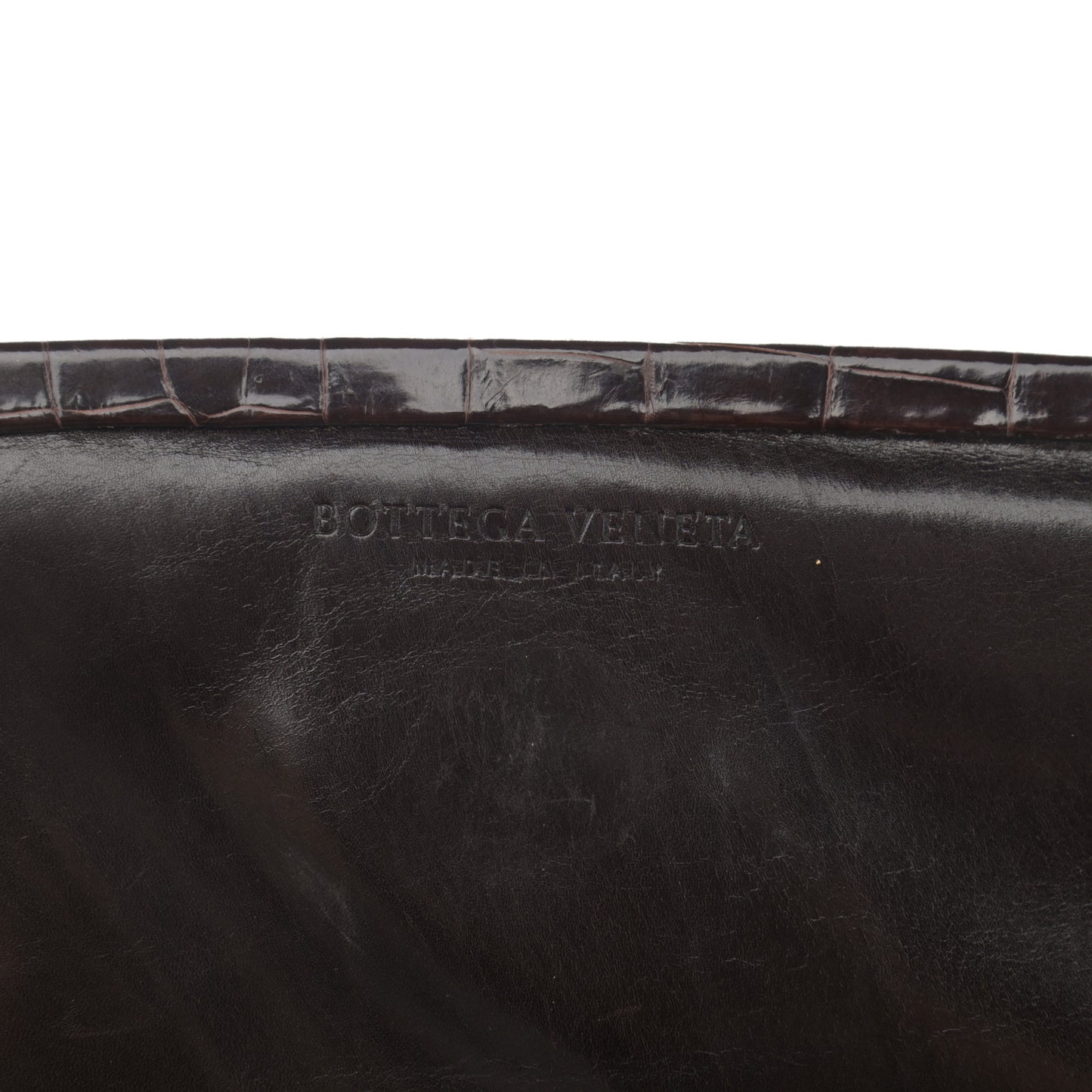 Crocodile Top Handle Bag Brown