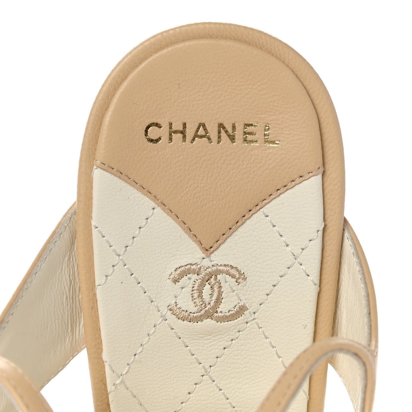Lambskin CC Strappy Sandal 37.5 Beige