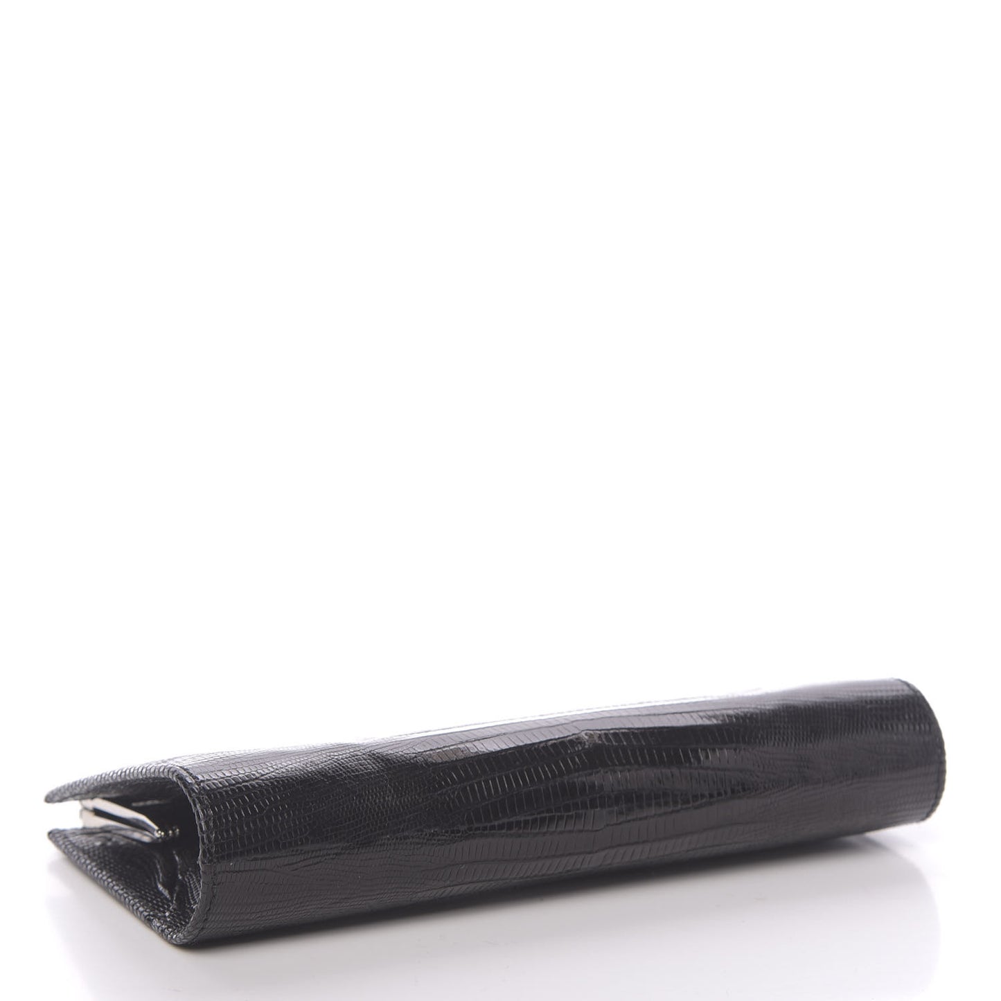 Calfskin Lizard Embossed Clutch Black