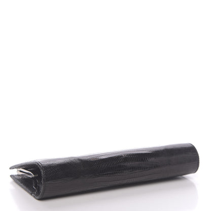 Christian Louboutin Calfskin Lizard Embossed Clutch Black 4 of 9