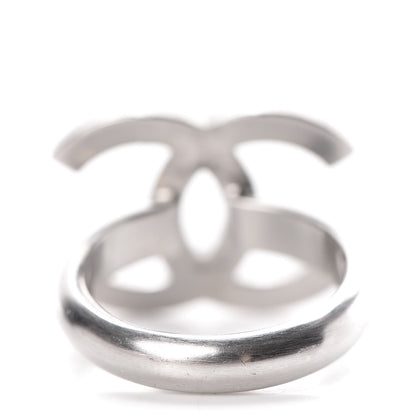 Chanel Crystal CC Ring 5.75 Silver 3 of 4