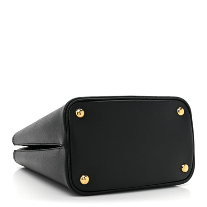Prada Saffiano Cuir Medium Panier Bucket Bag Black Fuoco 4 of 9