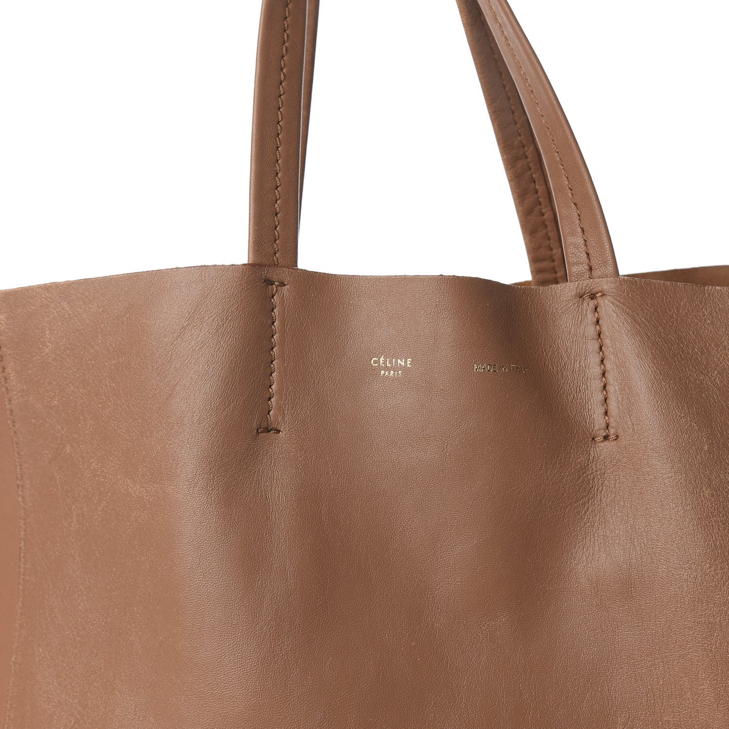 Lambskin Vertical Cabas Beige Brown