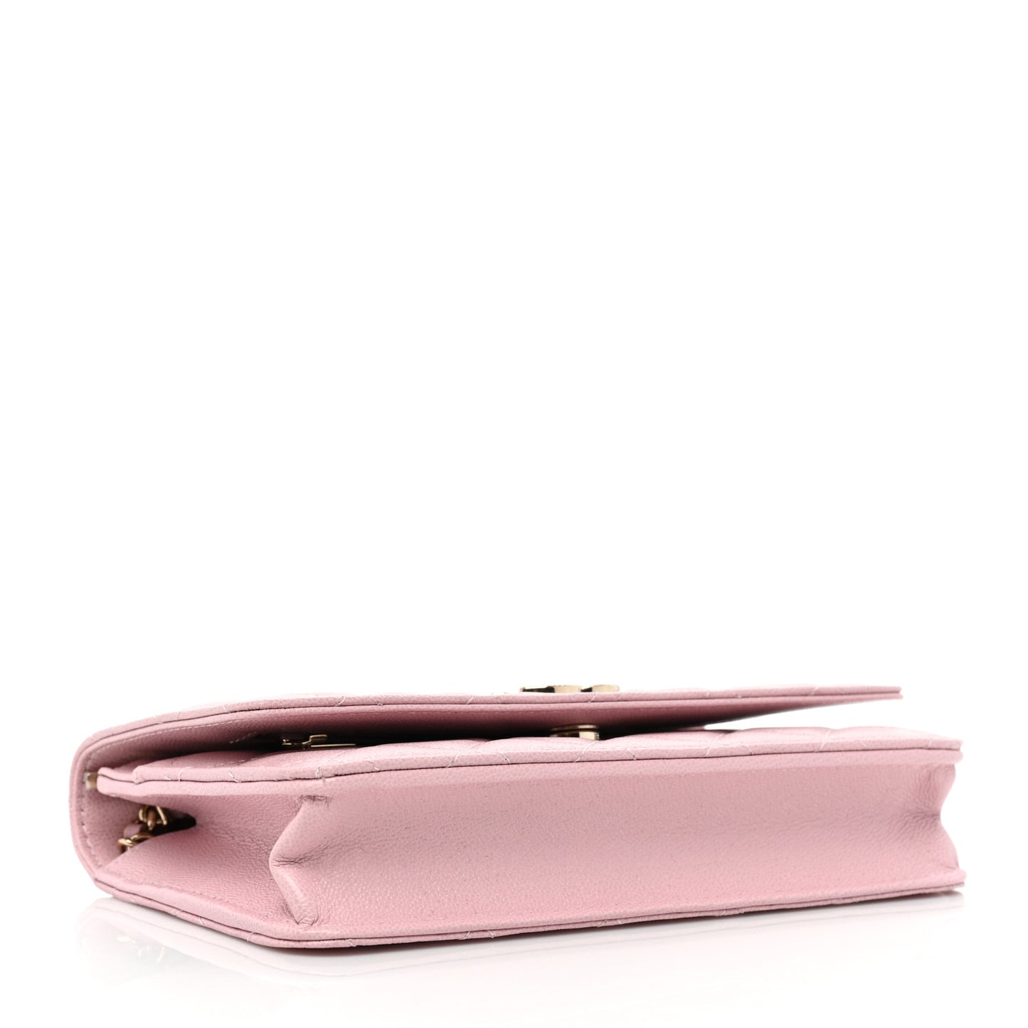Caviar Quilted Studded CC Wallet on Chain WOC Light Pink
