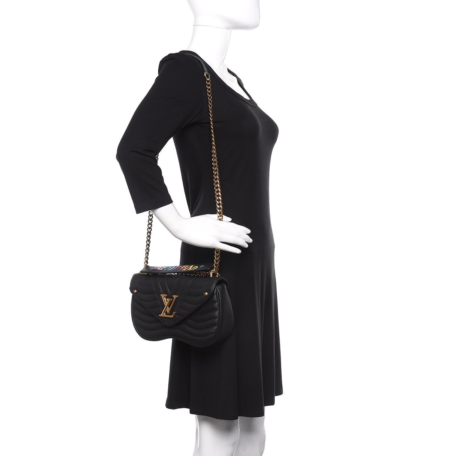 Louis Vuitton Calfskin New Wave Chain MM Black 2 of 11
