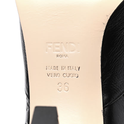 Fendi Vitello Karligraphy Embossed FFreedom Ankle Boots 36 Black 6 of 8