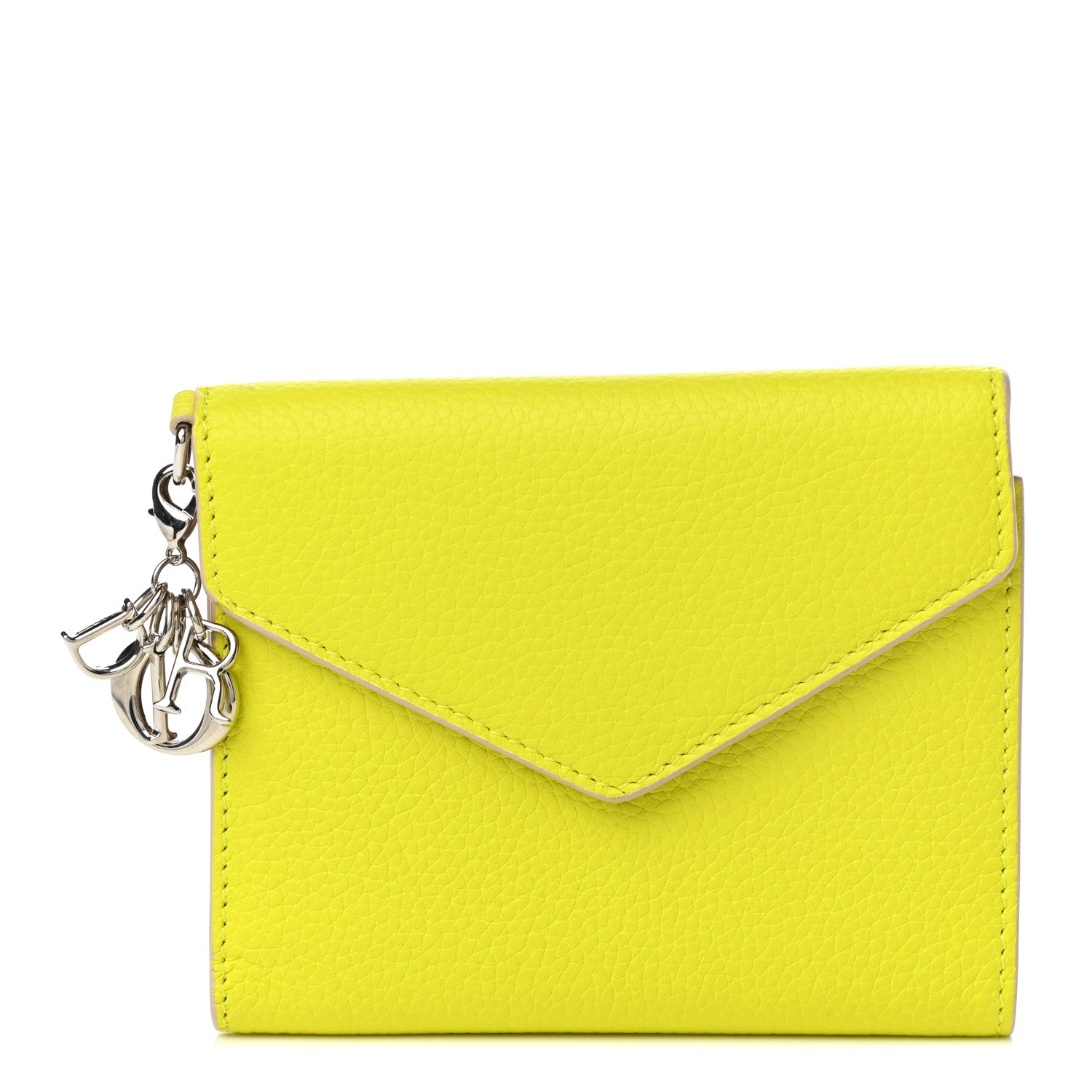 Christian Dior Bullcalf Diorissimo Medium Envelope Wallet Vert Acide 1 of 8