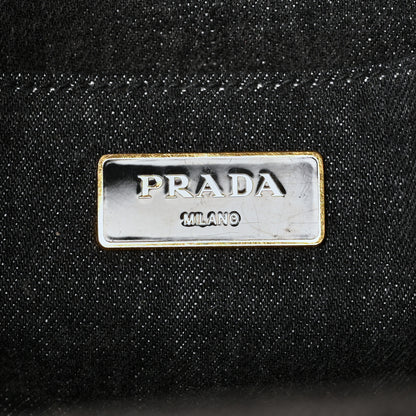 Prada Denim Small Logo Tote Black 5 of 8