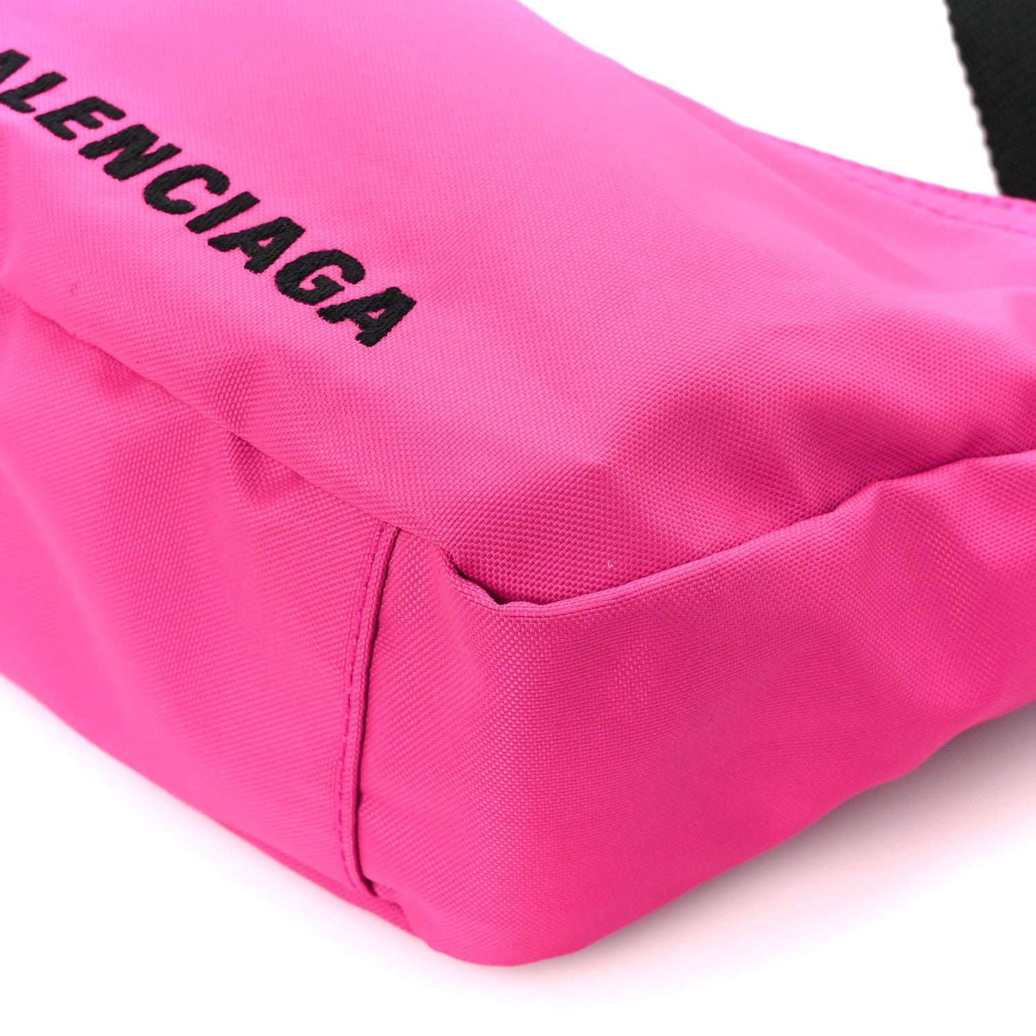 Balenciaga Recycled Sport Nylon Logo Embroidered Wheel Sling Bag Fluo Pink Black 10 of 10