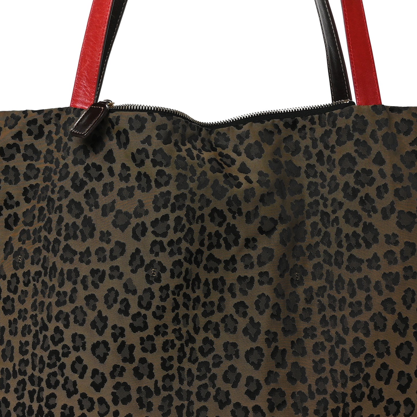 Zucca Leopard Print Reversible Shopping Tote Tobacco Brown Red