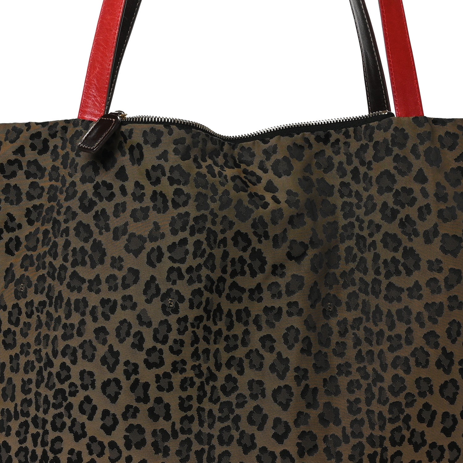 Fendi Zucca Leopard Print Reversible Shopping Tote Tobacco Brown Red 13 of 17
