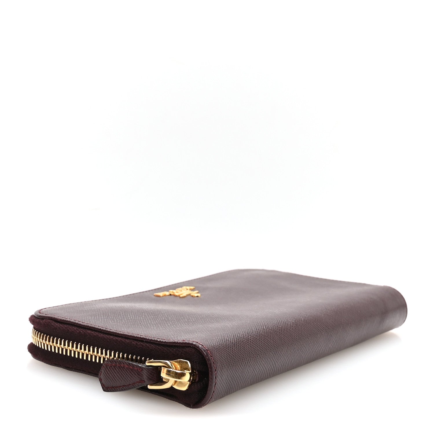 Prada Saffiano Metal Zip Around Wallet Bordeaux 4 of 8