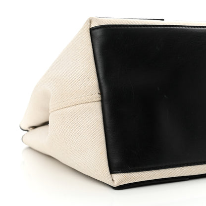 Balenciaga Cotton Canvas Satin Calfskin S Navy Cabas Natural Black 12 of 14