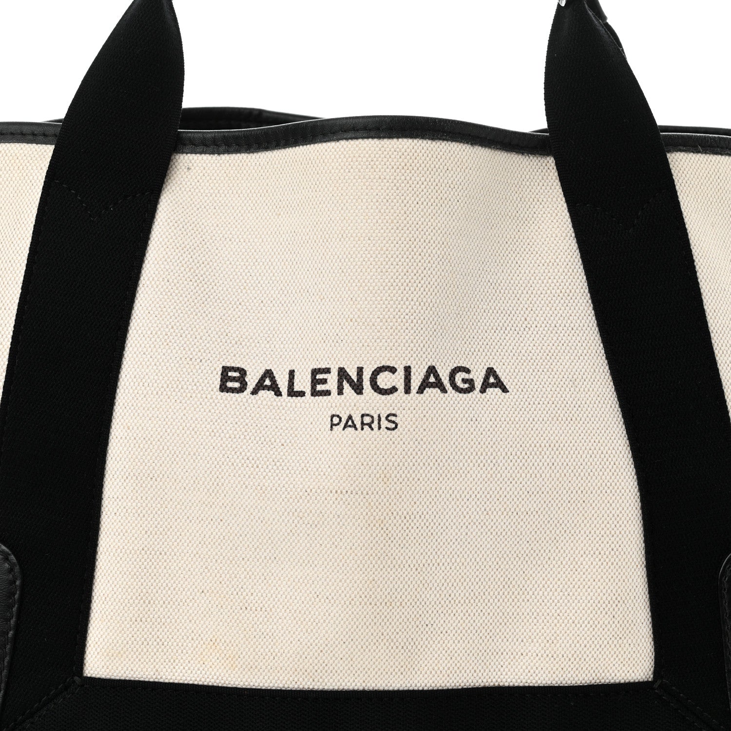 Balenciaga Cotton Canvas Satin Calfskin S Navy Cabas Natural Black 9 of 14