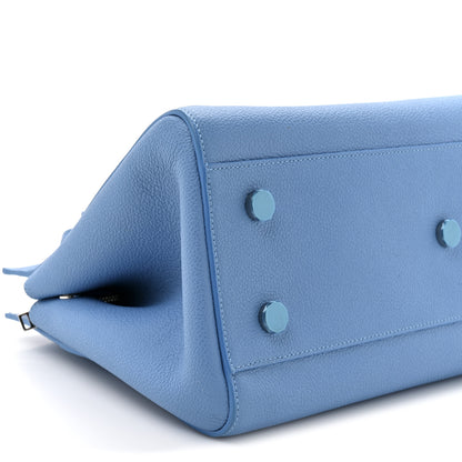Saint Laurent Grained Calfskin Small Rive Gauche Cabas Blue Clair 10 of 12