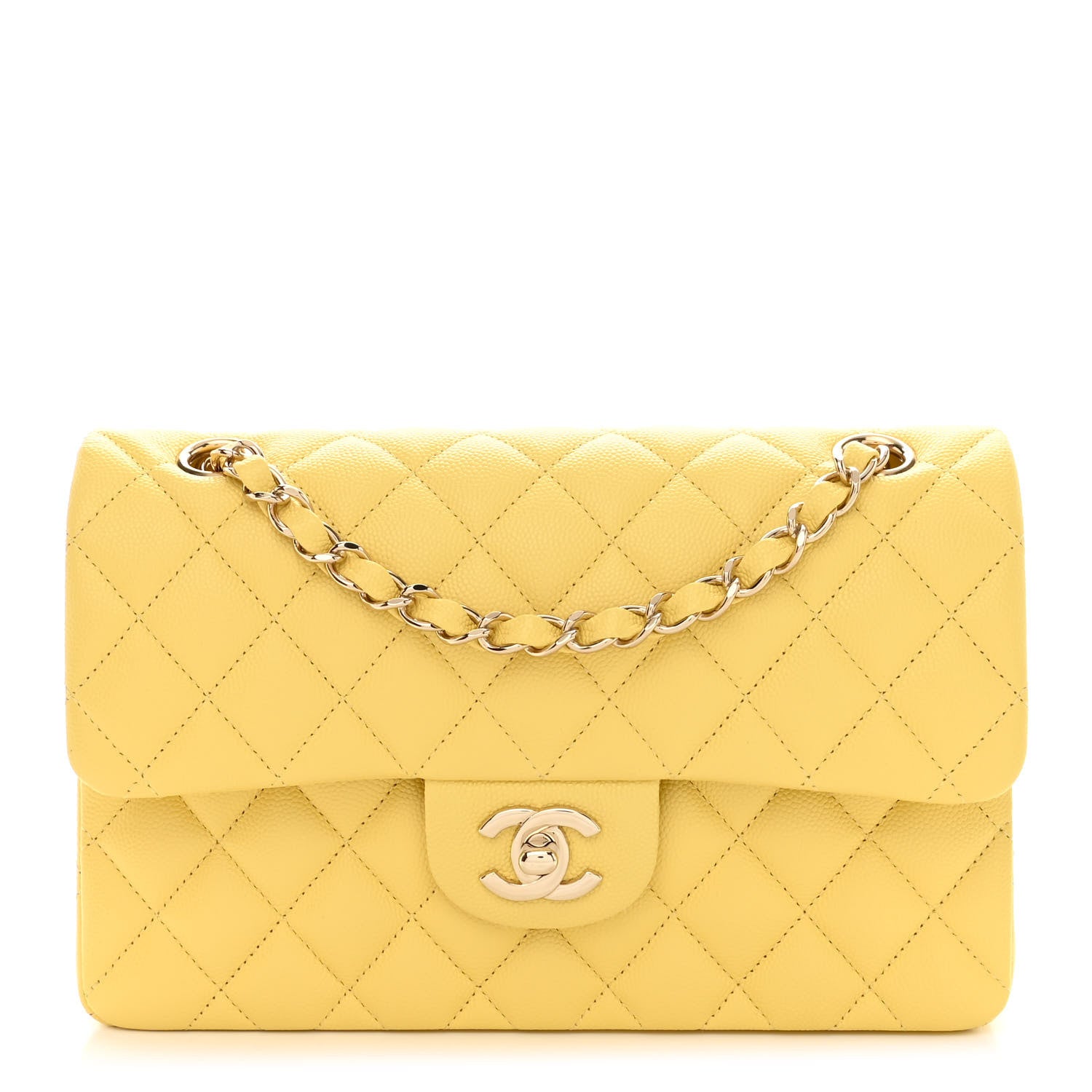 Chanel Caviar Quilted Small Double Flap Yellow 1 of 11