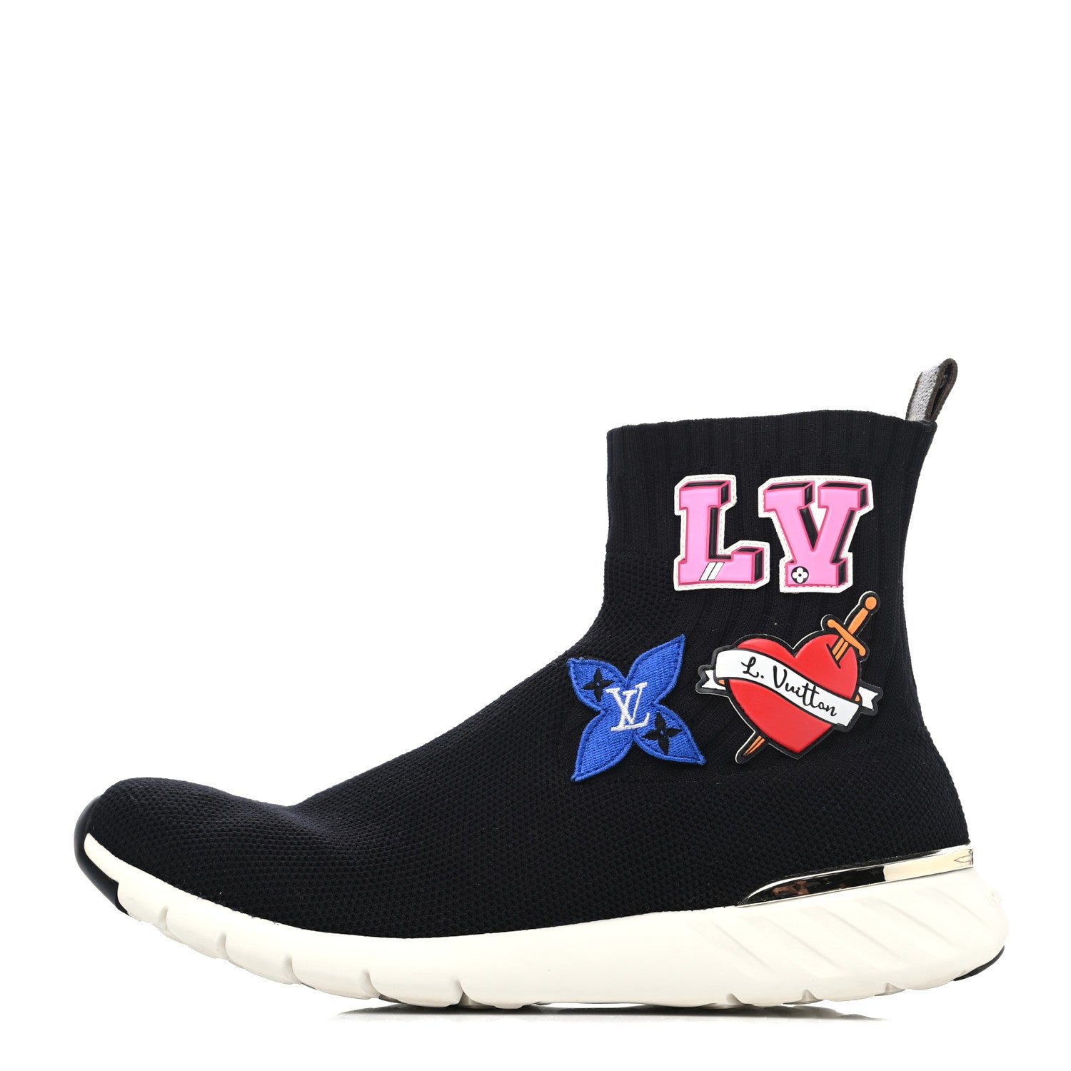 Louis Vuitton Stretch Fabric LV Black Heart Sock Sneaker 42 Black 1 of 4