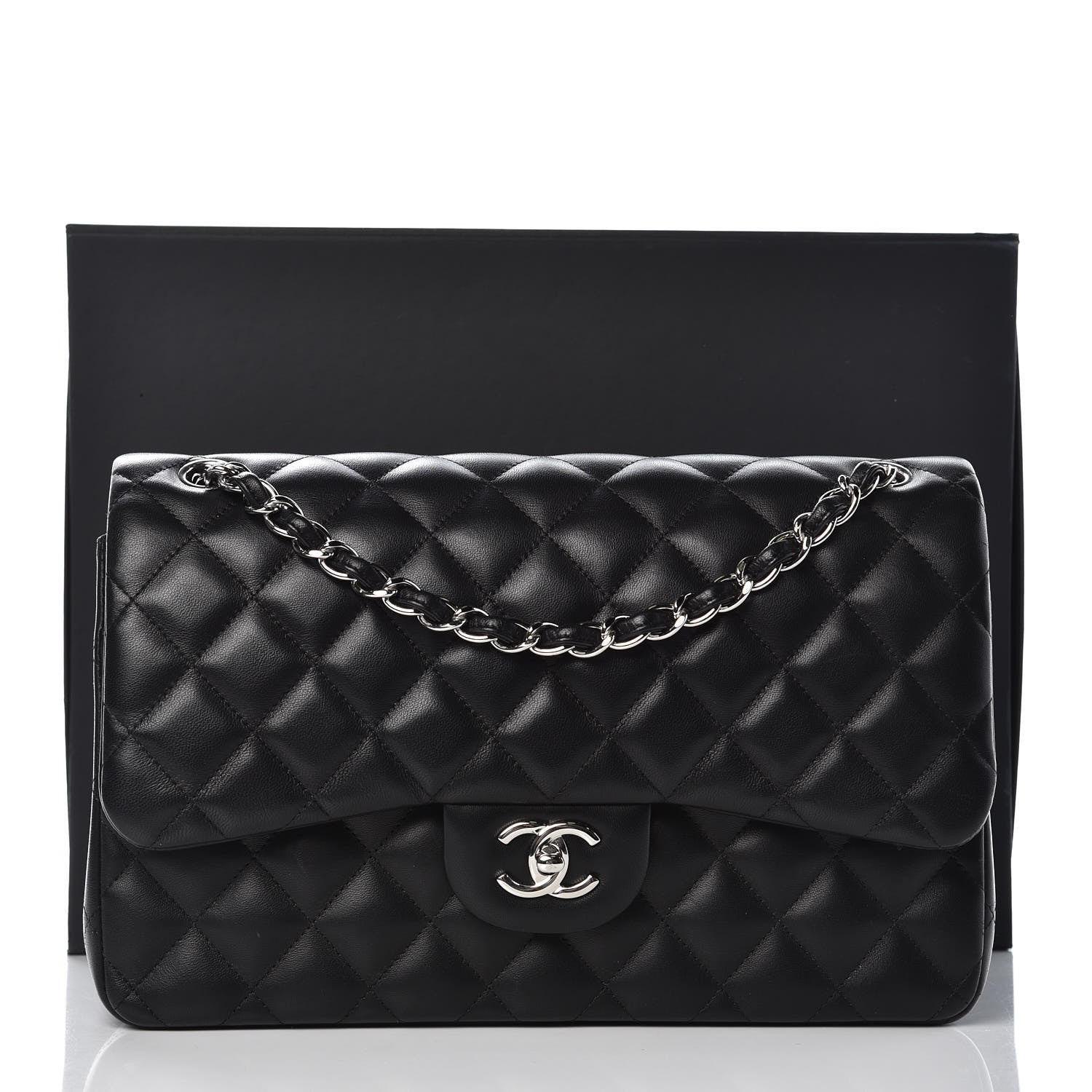 Chanel Lambskin Quilted Jumbo Double Flap Black 9 of 9